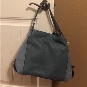 NWT blue leather and suede Coach purse
